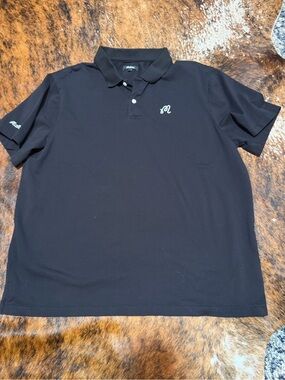 Malbon Golf Fairway Overdyed Pique Polo Shirt Mens XXL Black Collared